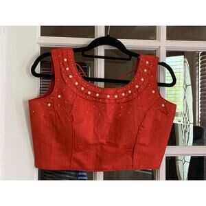 Chili Red Indian Partywear Readymade Choli Blouse For Saree And Lehenga